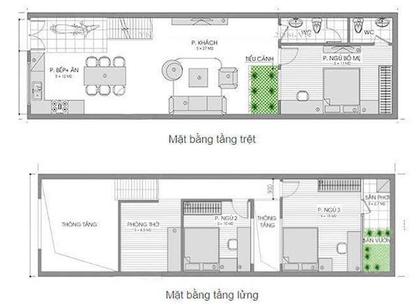 Bản vẽ nhà cấp 4 70m2 2 phòng ngủ 1 phòng thờ trên gác lửng (Nguồn: Internet)