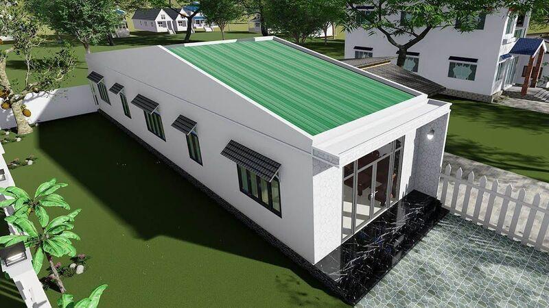Mẫu nhà cấp 4 2 phòng ngủ mái tôn hiện đại với nhiều màu sắc và kiểu dáng (Nguồn: Internet)
