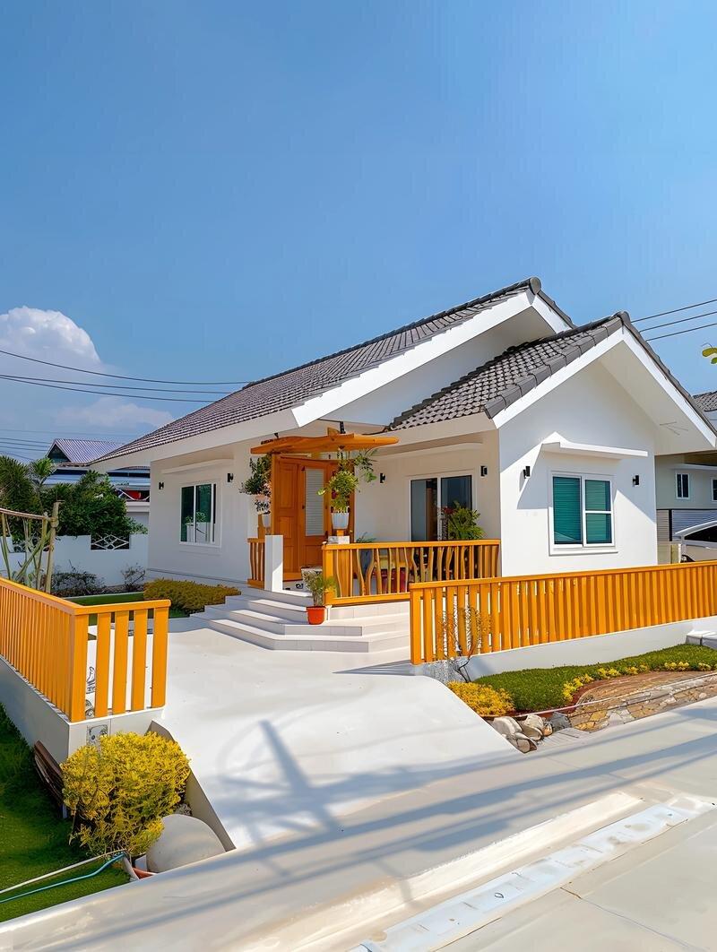 Thiết kế mái dốc tạo cảm giác ngôi nhà cao và cân đối hơn trên nền đất nhỏ (Nguồn: Internet)