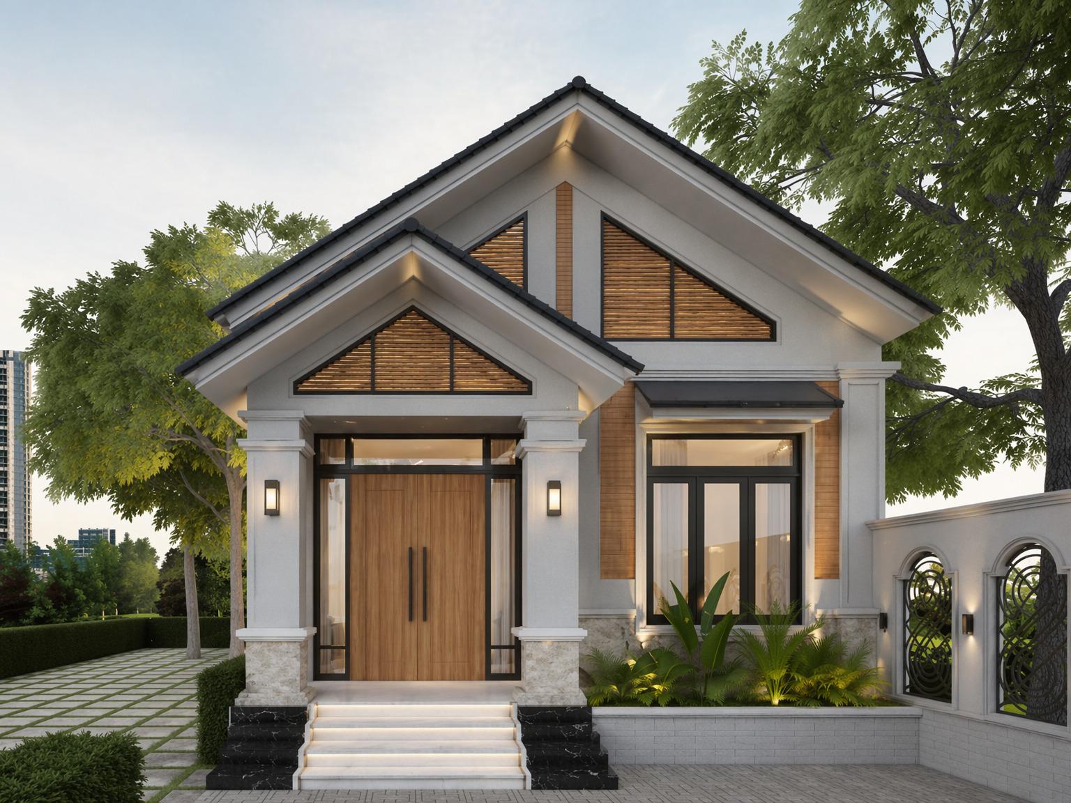 Nhà cấp 4 mái Thái có hiên trước rộng thuận tiện sinh hoạt