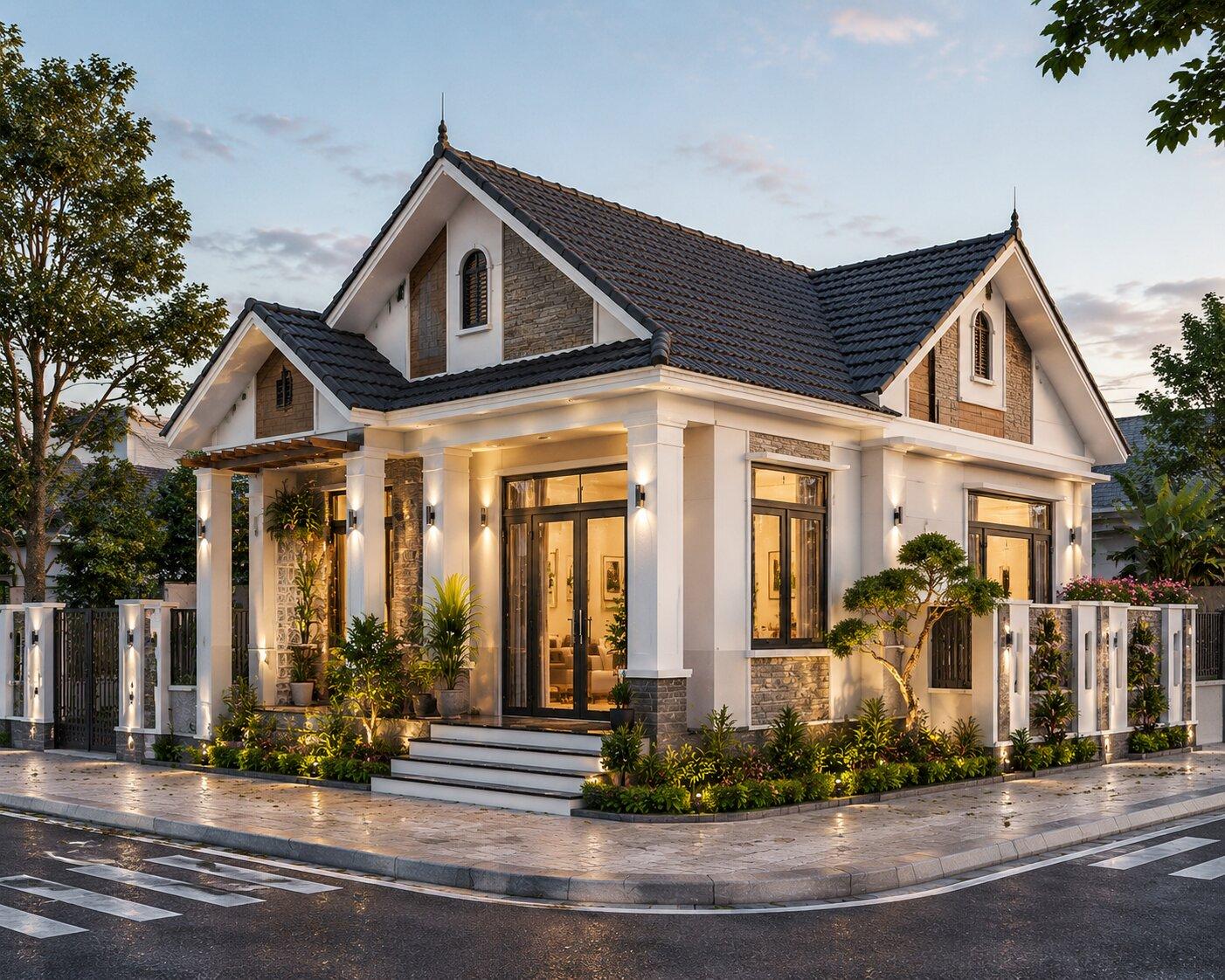 Sự kết hợp hoàn hảo giữa mái Thái hiện đại và lợi thế hai mặt tiền đón sáng