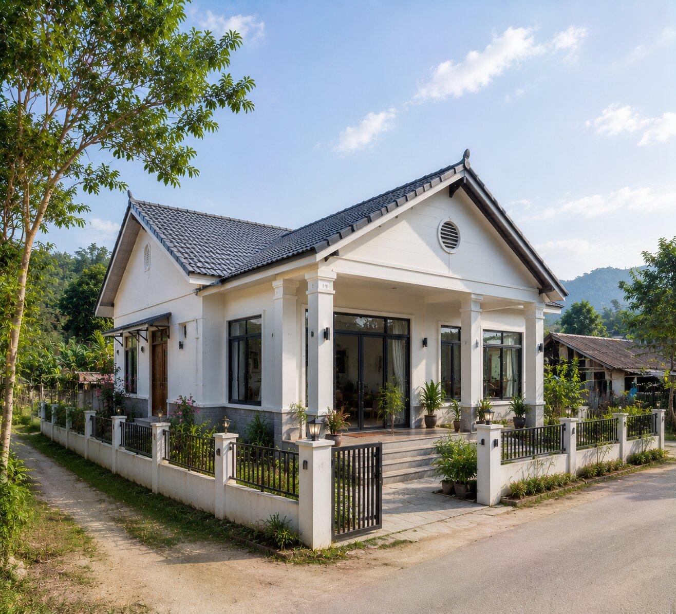 Gợi ý mẫu nhà cấp 4 2 mặt tiền ở nông thôn