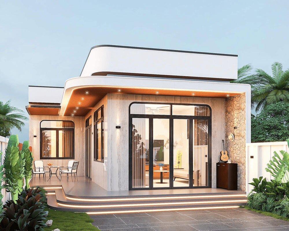 Nhà cấp 4 nông thôn 2 phòng ngủ dưới 50m2 thường ưu tiên không gian liên thông giữa phòng khách và bếp (Nguồn: Internet)