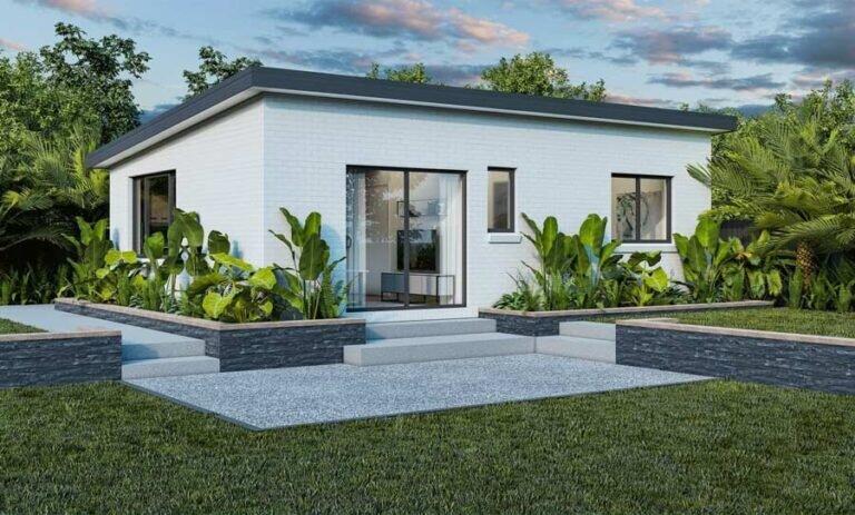 Mẫu nhà cấp 4 2 phòng ngủ từ 50m2 - 100m2 ở nông thôn đơn giản với gam trắng chủ đạo (Nguồn: Internet)