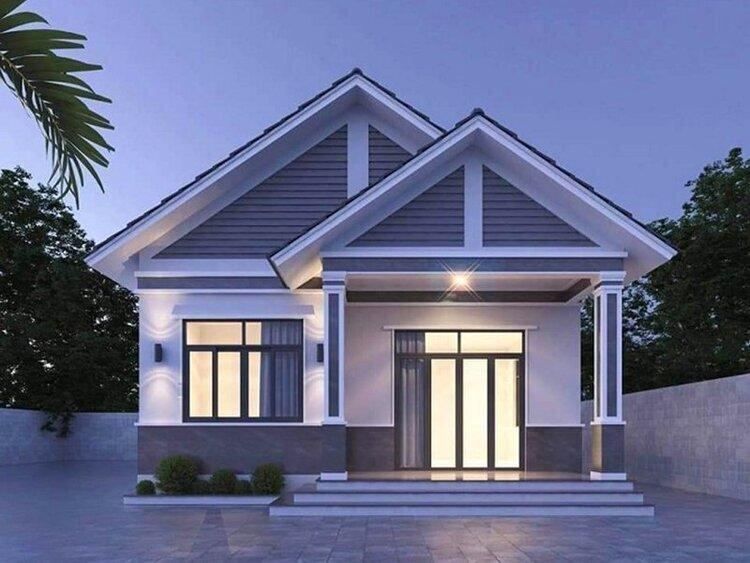 Mẫu nhà cấp 4 nông thôn 2 phòng ngủ trên 100m2 hiện đại, đơn giản (Nguồn: Internet)