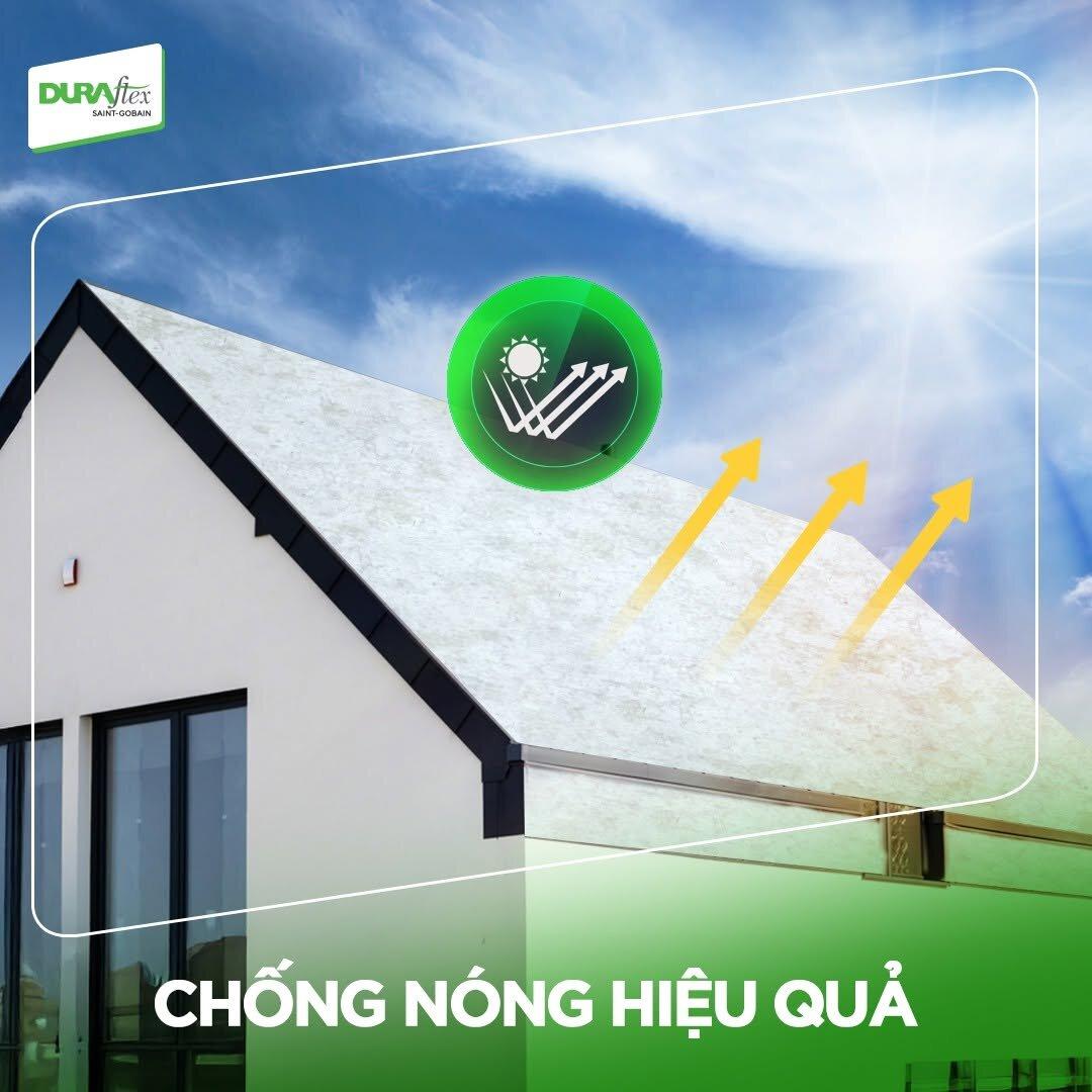 Tấm xi măng sợi làm lót mái chống nóng, giúp chống hấp thụ nhiệt trên mái.