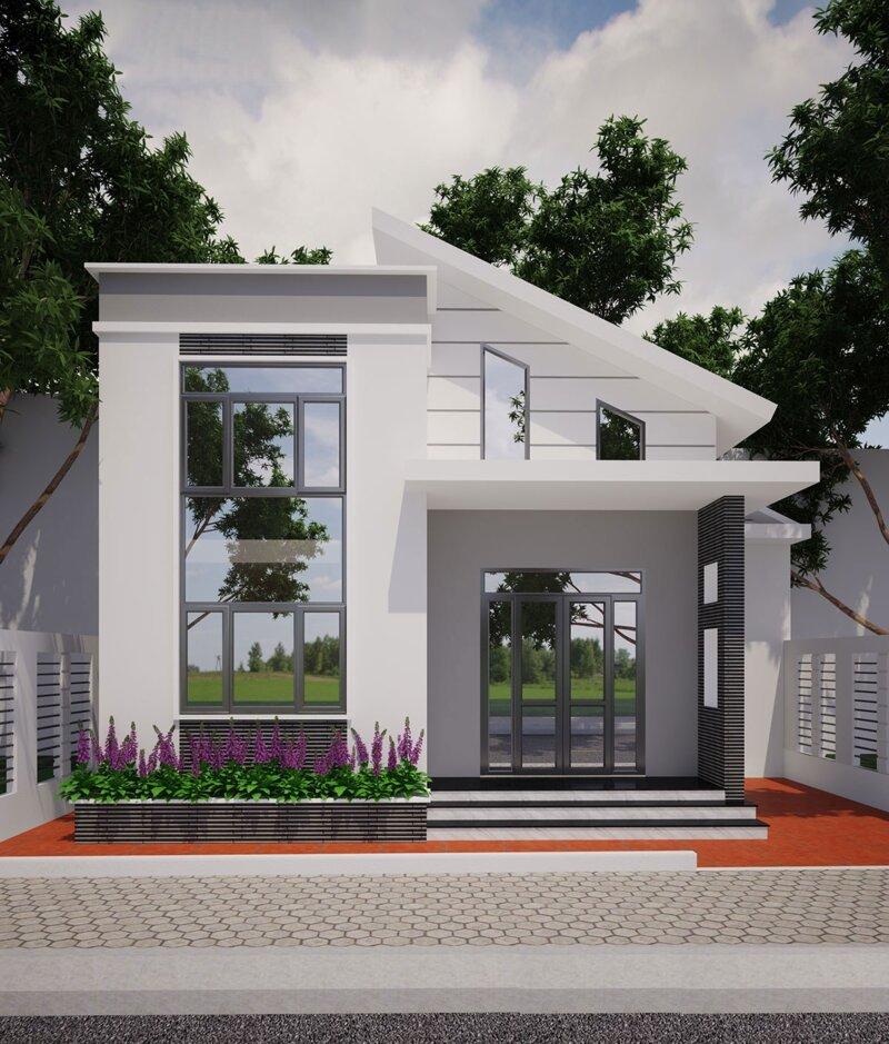 Mẫu nhà cấp 4 60m2 2 phòng ngủ mái lệch đẹp, hiện đại, tiện nghi (Nguồn: Internet)