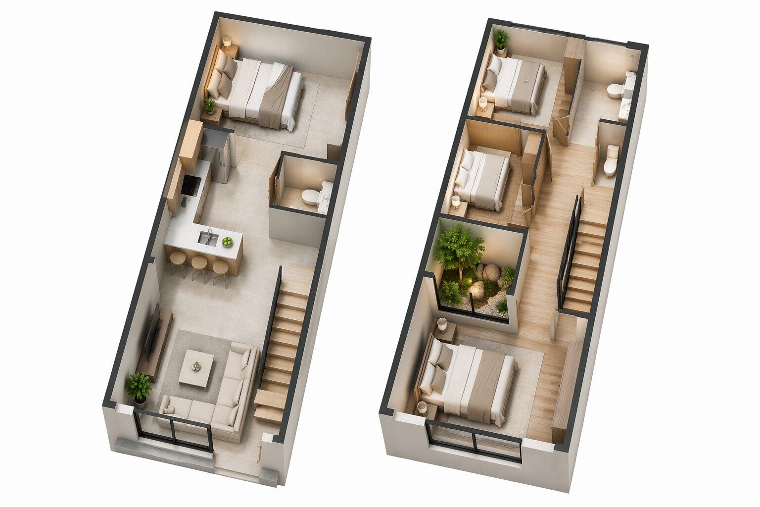 Không gian xanh đầy thư giãn trong nhà ống 2 tầng 5x15m