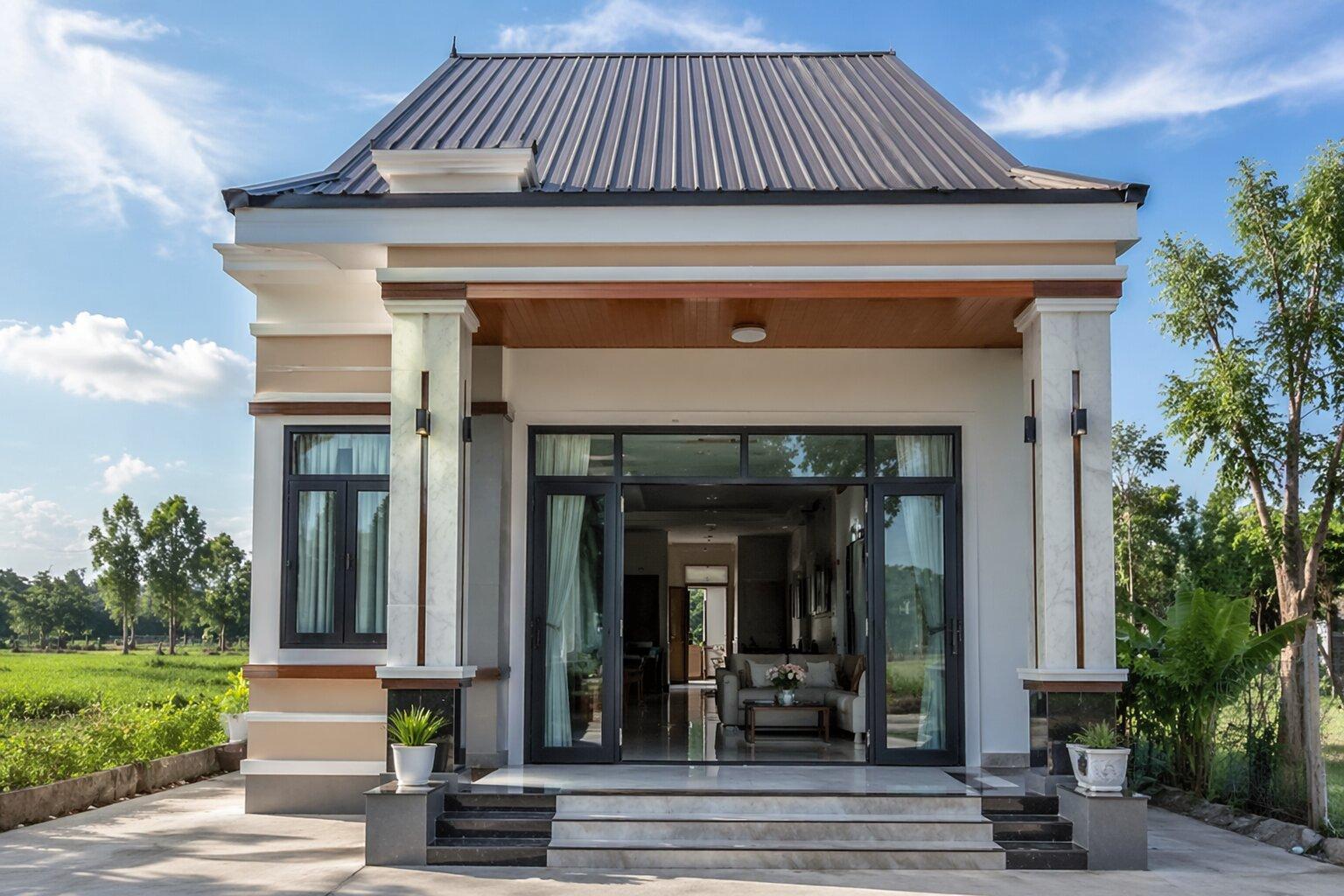 Mặt tiền nhà 5x20 mang phong cách giản dị, gần gũi với thiên nhiên