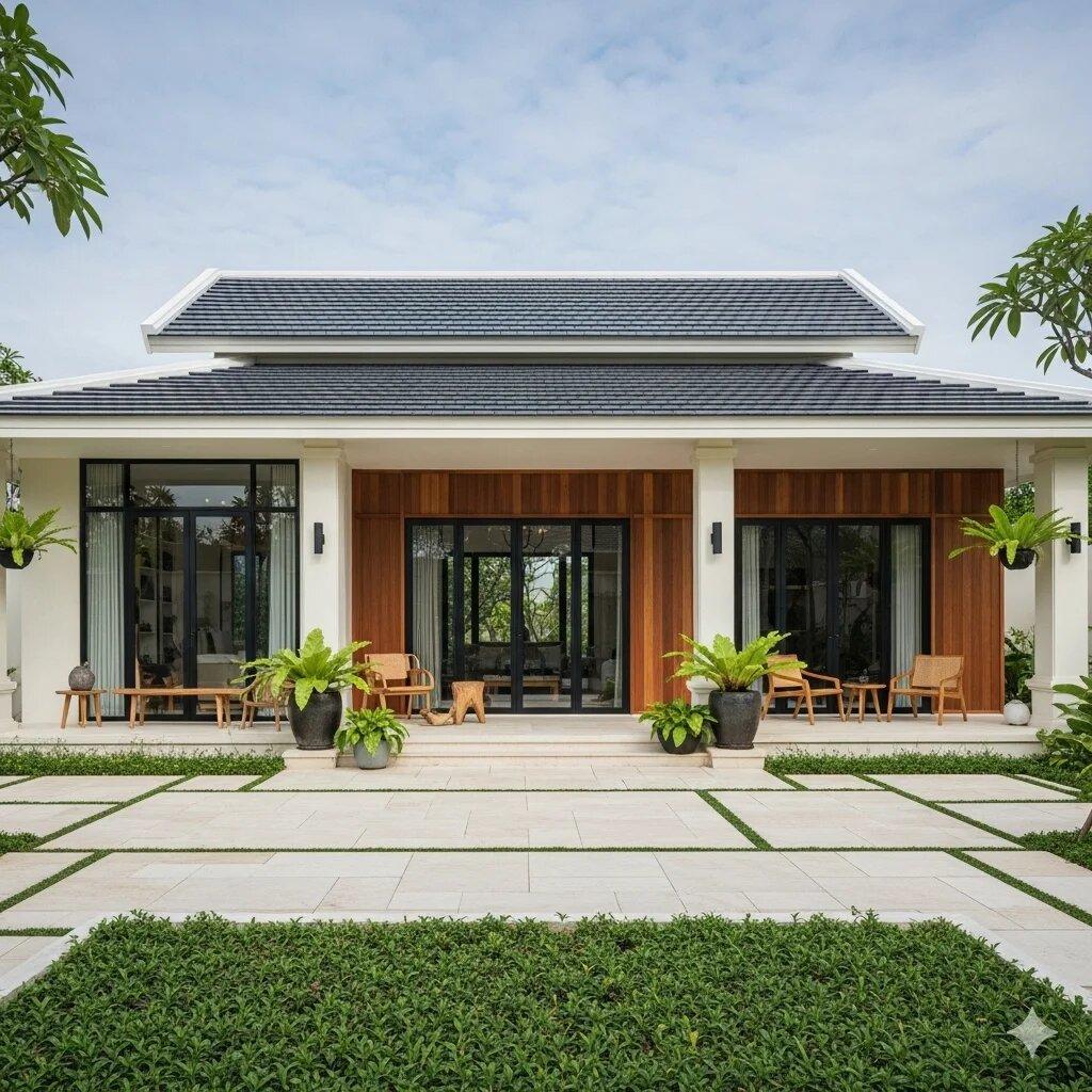 Vách kính lớn giúp kết nối liền mạch và đón trọn ánh sáng tự nhiên