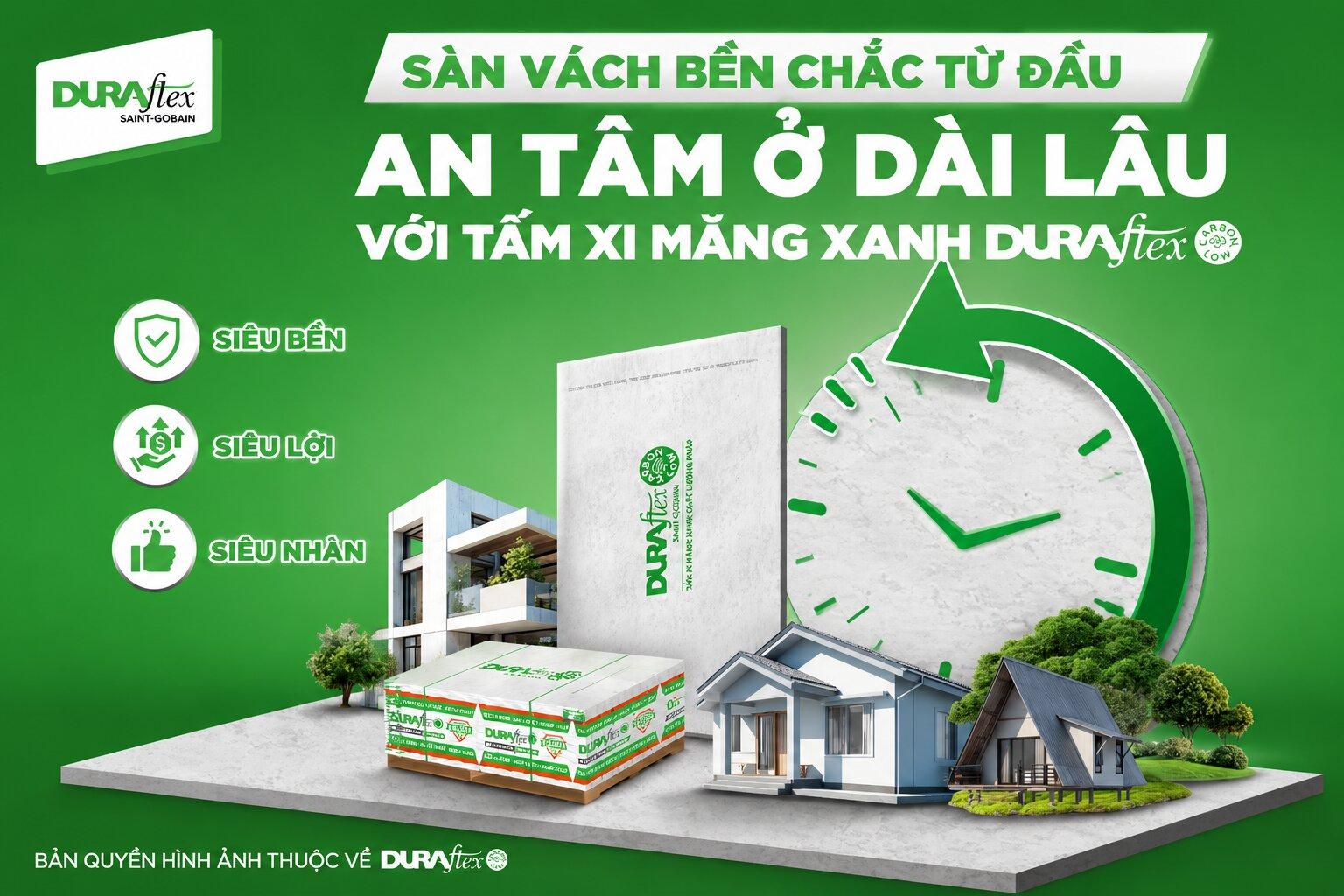 Sàn vách bền chắc từ đầu, an tâm ở dài lâu với tấm xi măng xanh Duraflex