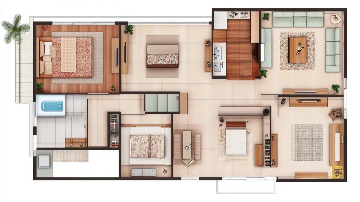 Bố trí các phòng hợp lý giúp nhà hướng Bắc tận dụng được ánh sáng và hạn chế gió lạnh (Nguồn: Internet)