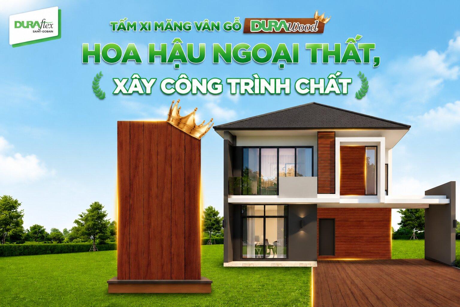 Tấm xi măng vân gỗ Durawood hoa hậu ngoại thất