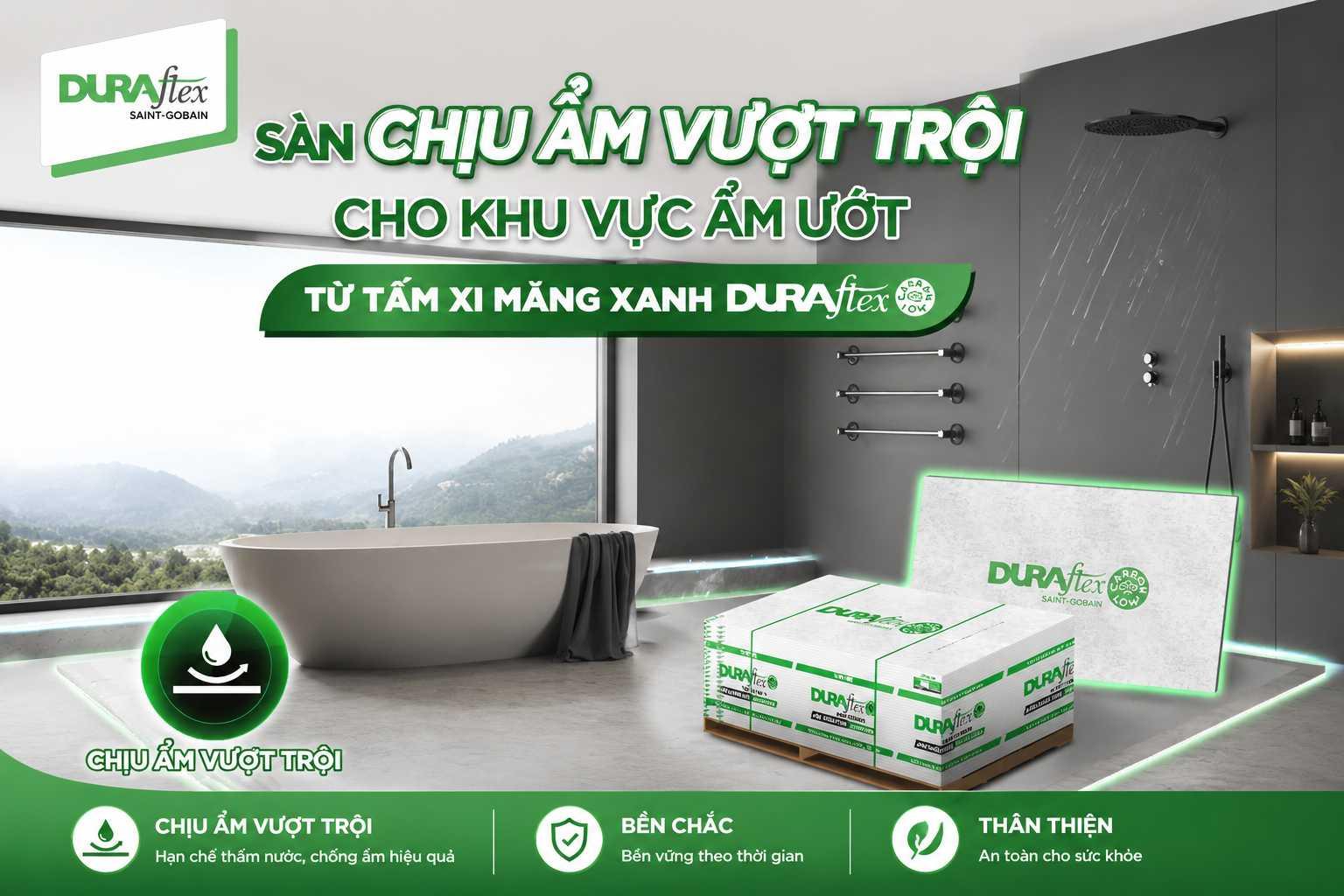 Sàn chịu ẩm vượt trội cho khu vực ẩm ướt