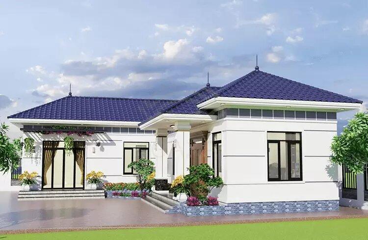 Phối cảnh ngoại thất nhà cấp 4 chữ L 4 phòng ngủ mái Nhật trẻ trung, thu hút (Nguồn: Internet)