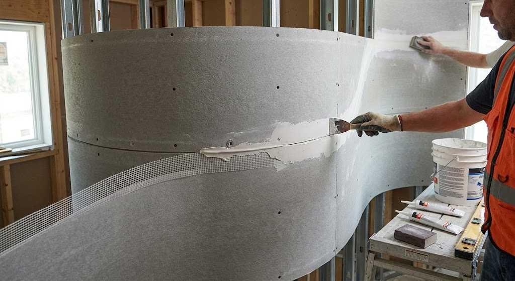 Xử lý khe ron và bả bề mặt kỹ lưỡng giúp tạo ra đường cong liền mạch, hoàn hảo cho công trình