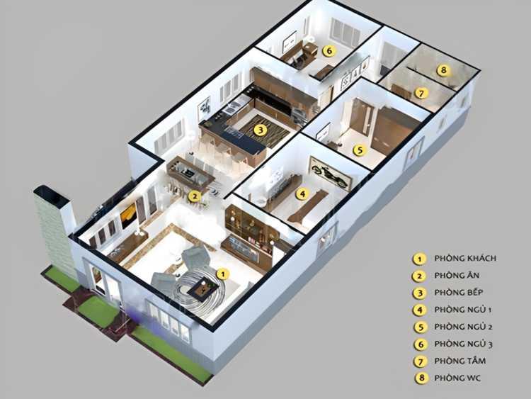 Mẫu nhà ống cấp 4 có 3 phòng ngủ sở hữu mặt tiền hiện đại và thiết kế gọn gàng