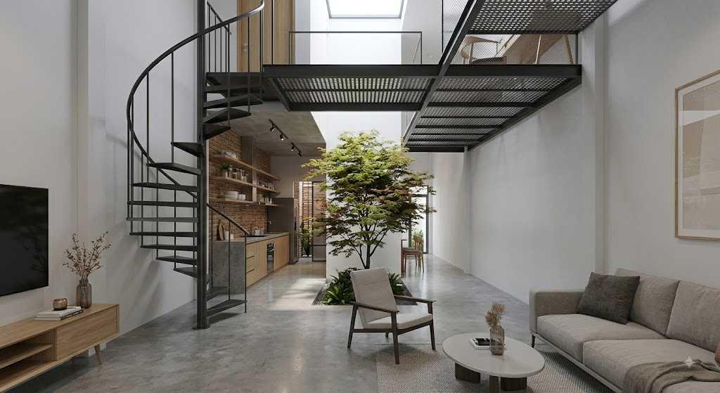 Phòng ngủ tầng trệt được bố trí khéo léo để đảm bảo sự yên tĩnh cho người lớn tuổi