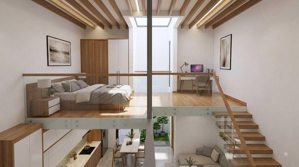 Thiết kế phòng khách liên thông không vách ngăn giúp xóa bỏ cảm giác chật chội của nhà dạng ống