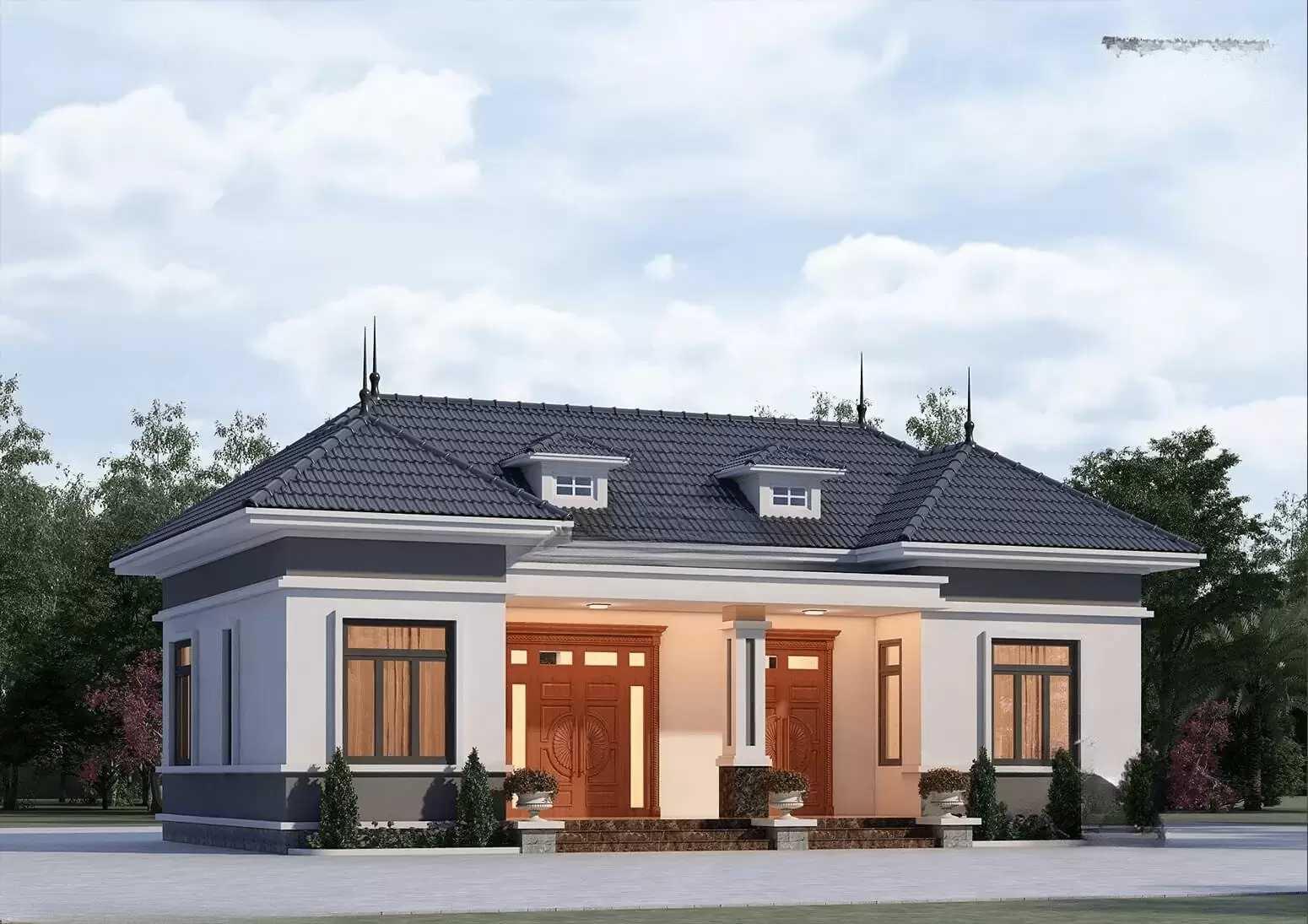 Mẫu nhà cấp 4 có gác lửng 7x20 với mái Nhật (Nguồn: Internet)