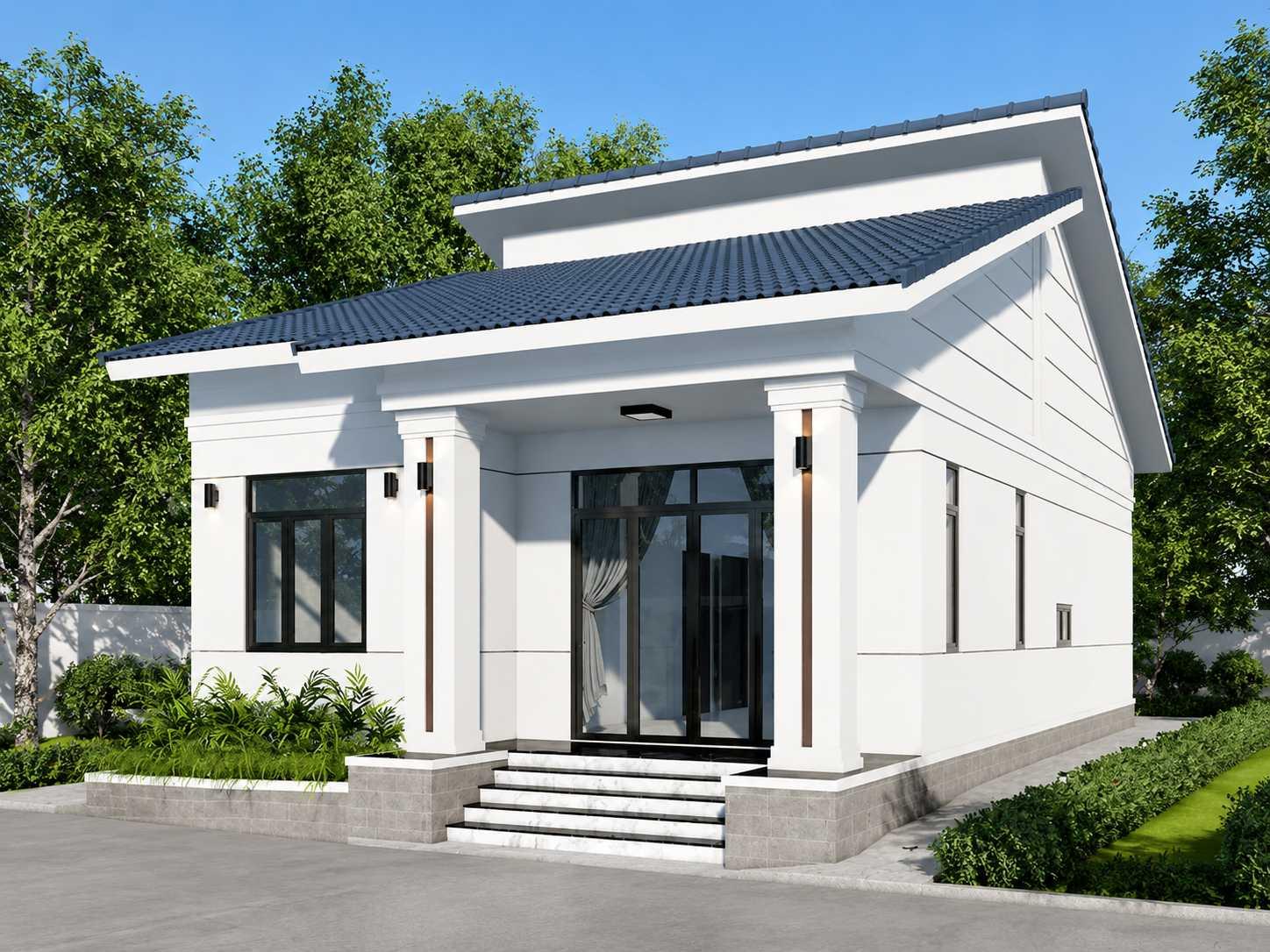 Phối cảnh mặt tiền nhà cấp 4 6x25m mái tôn giật cấp đẹp hiện đại, tiết kiệm ngân sách (Nguồn: Internet)