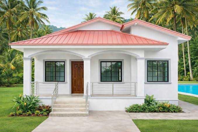 Nhà cấp 4 mái tôn một dốc có thiết kế hiện đại và hệ cửa lấy sáng phía trước (Nguồn: Internet)