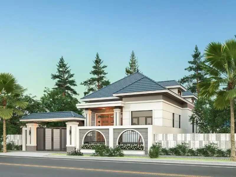 Mẫu nhà cấp 4 mái tôn 7x12m có mặt tiền rộng, tạo điều kiện bố trí cửa sổ cho các phòng (Nguồn: Internet)