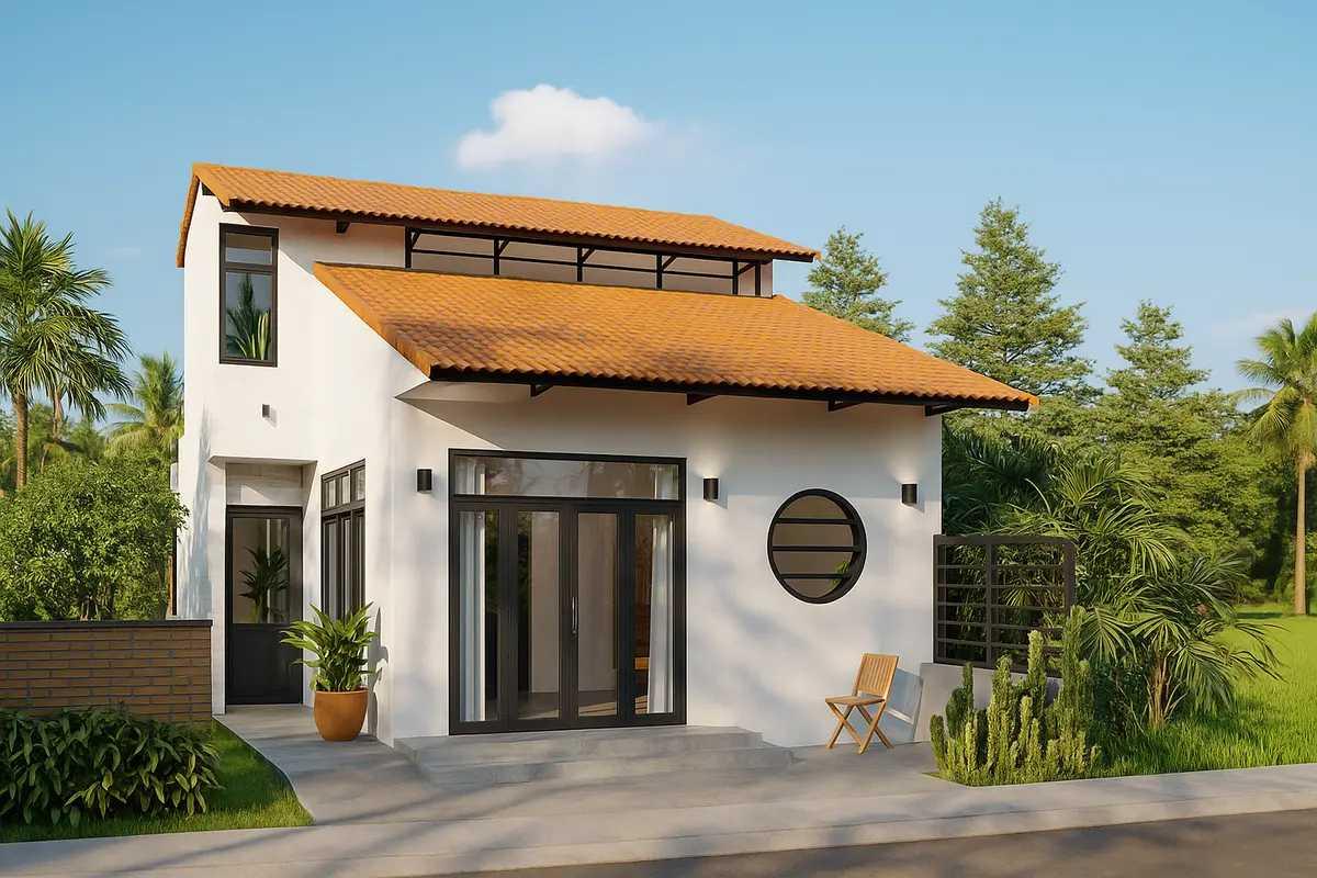 Thiết kế nhà ống 2 phòng ngủ sử dụng cửa lùa giúp tiết kiệm diện tích sinh hoạt (Nguồn: Internet)