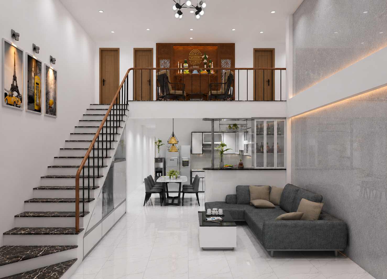 Thiết kế nhà cấp 4 gác lửng bố trí hài hòa với không gian phòng thờ trang nghiêm