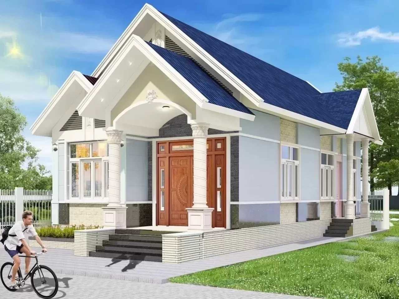 Nhà gác lửng mái Thái kết hợp cửa sổ đầu hồi giúp lấy sáng cho tầng lửng (Nguồn: Internet)