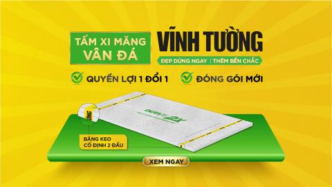 cập nhật hình thức đóng gói mới cho tấm xi măng vân đá Vĩnh Tường